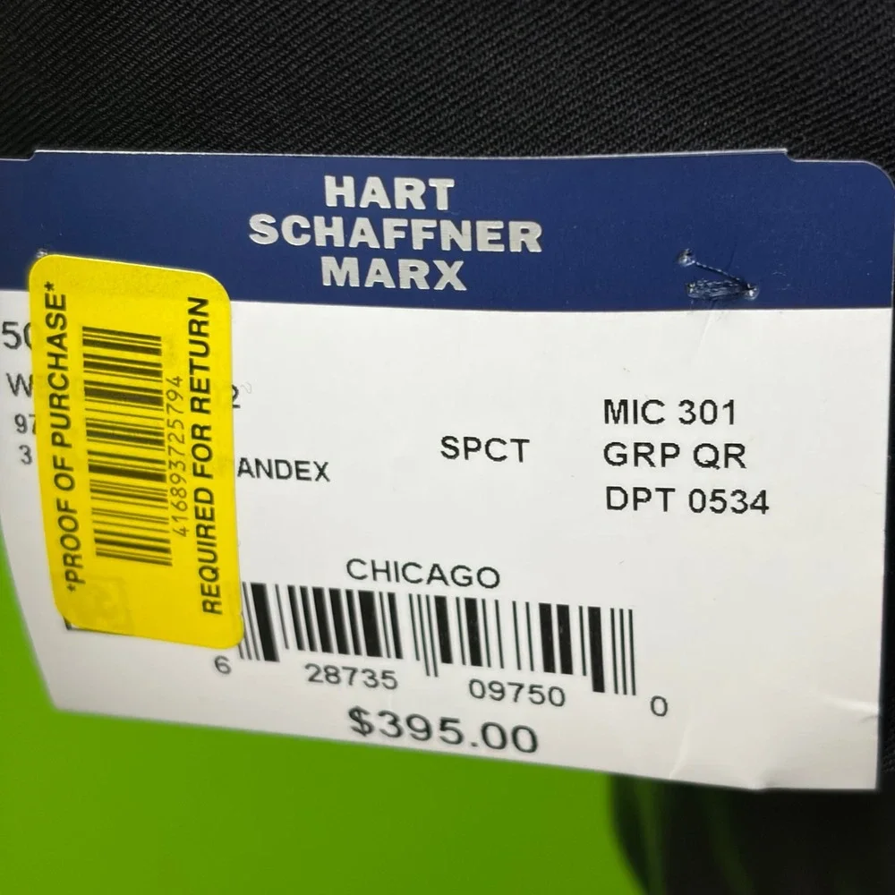 Hart Schaffner Marx Chicago Luxe Stretch Blazer Mens 50L Black Wool NWT